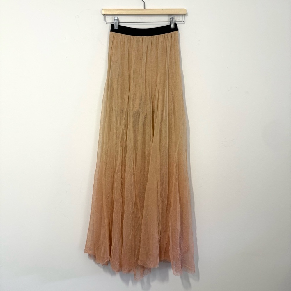 Free People ONE Rhea Tulle Maxi Skirt Ombré Nude Peach Layered Mesh Boho Medium - Picture 3 of 7